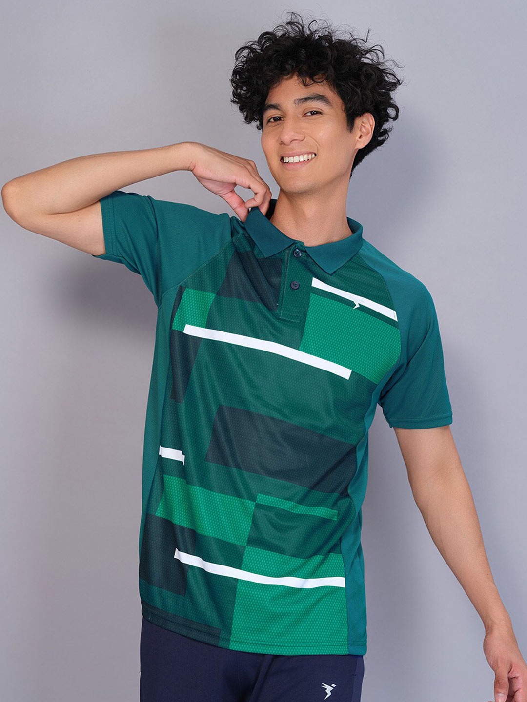 

Technosport Men Polo Collar Training T-shirt, Teal