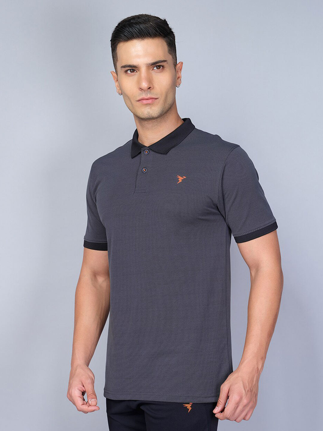 

Technosport Men Polo Collar Antimicrobial Training T-shirt, Charcoal