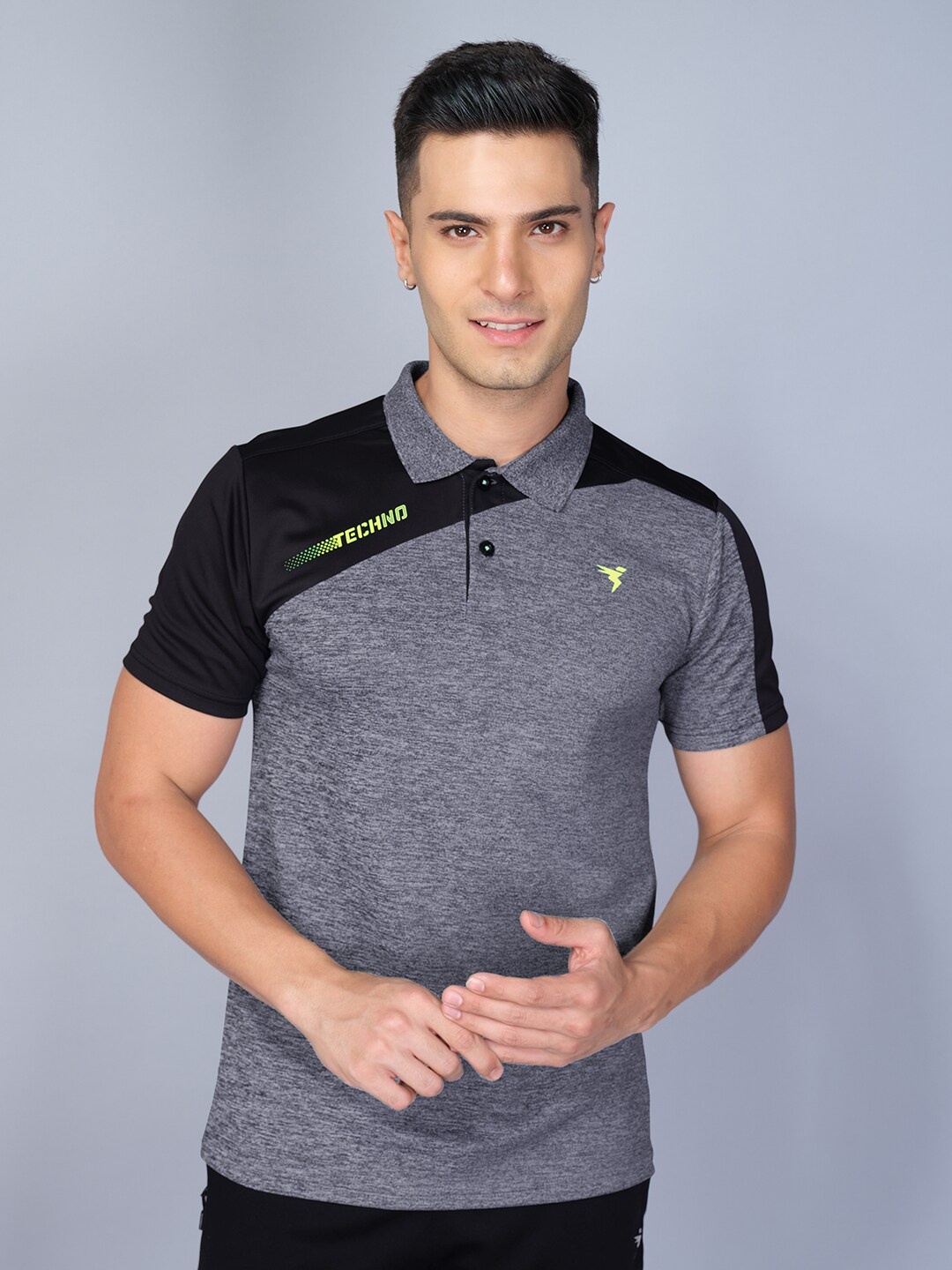 

Technosport Antimicrobial Training Polo Collar T-shirt, Black
