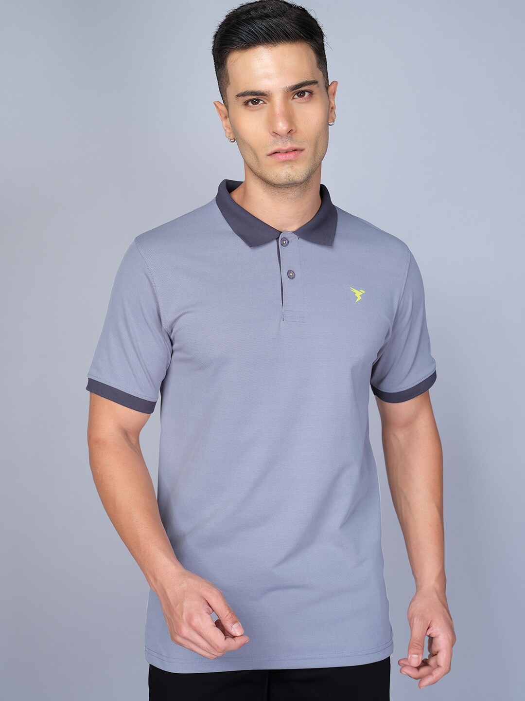 

Technosport Men Polo Collar Antimicrobial T-shirt, Grey