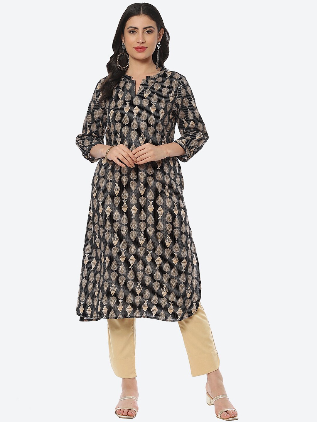 

Biba Women Ethnic Motifs Printed Kurta, Charcoal