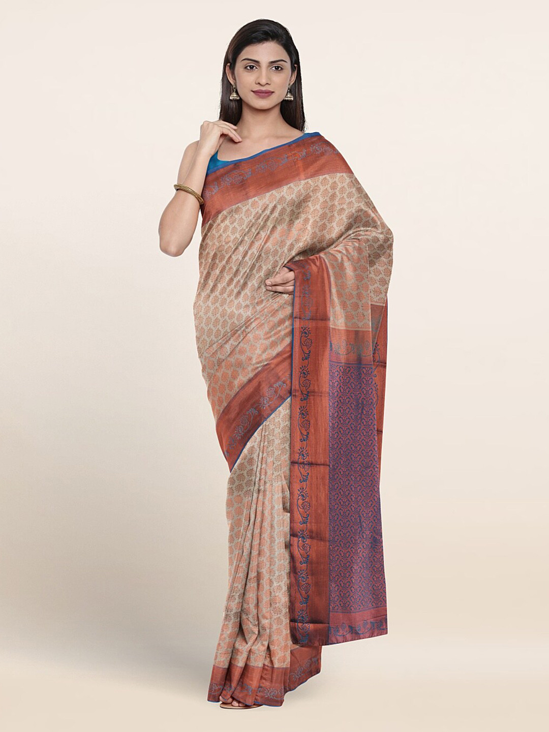 

Pothys Ethnic Motif Woven Design Zari Saree, Cream