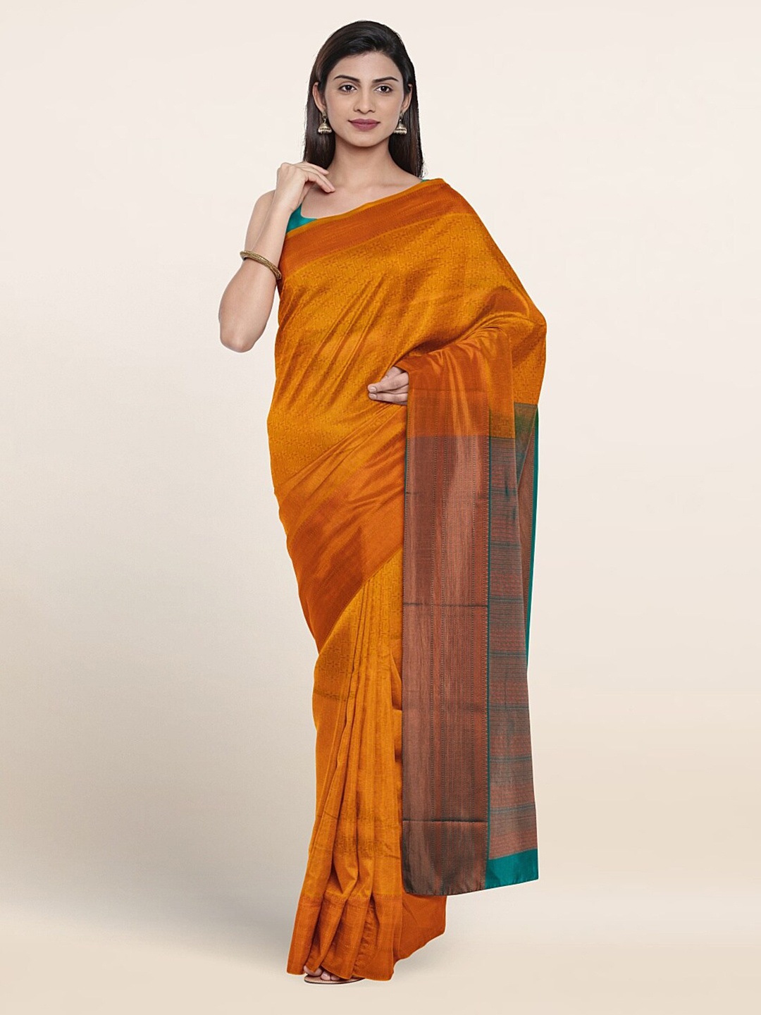 

Pothys Ethnic Motif Woven Design Zari Border Saree, Yellow