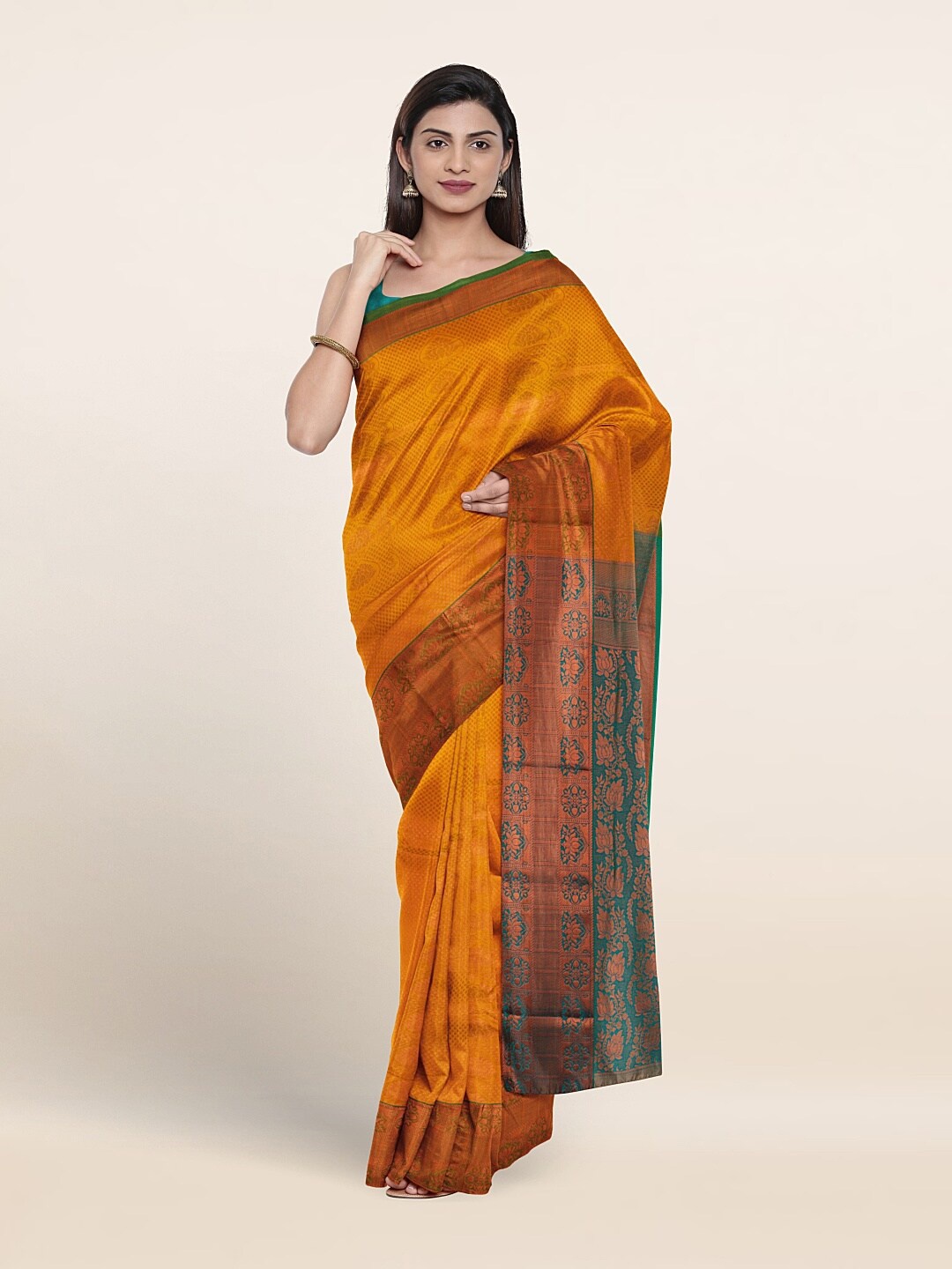 

Pothys Ethnic Motif Woven Design Zari Border Saree, Yellow