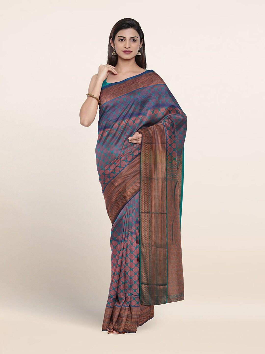 

Pothys Ethnic Motifs Woven Design Zari Art Silk Saree, Blue