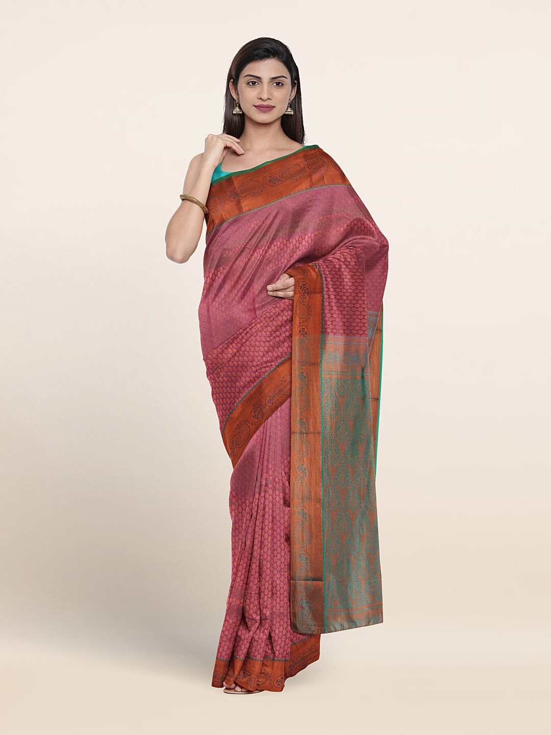 

Pothys Ethnic Motif Woven Design Zari Border Saree, Lavender