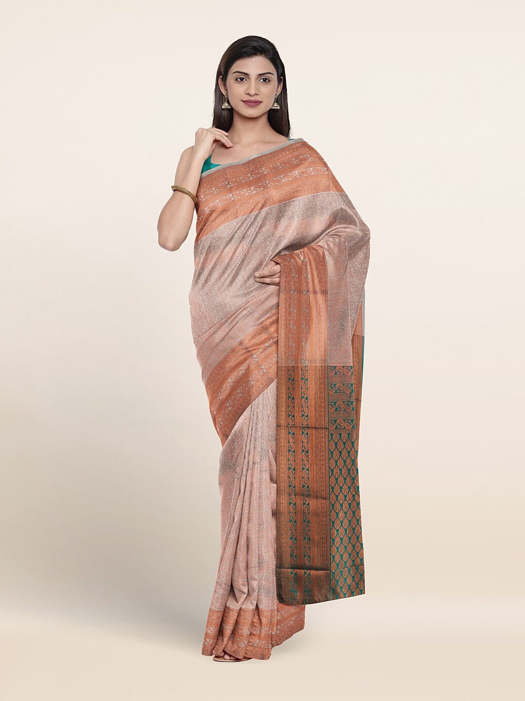 

Pothys Woven Design Zari Art Silk Saree, Cream