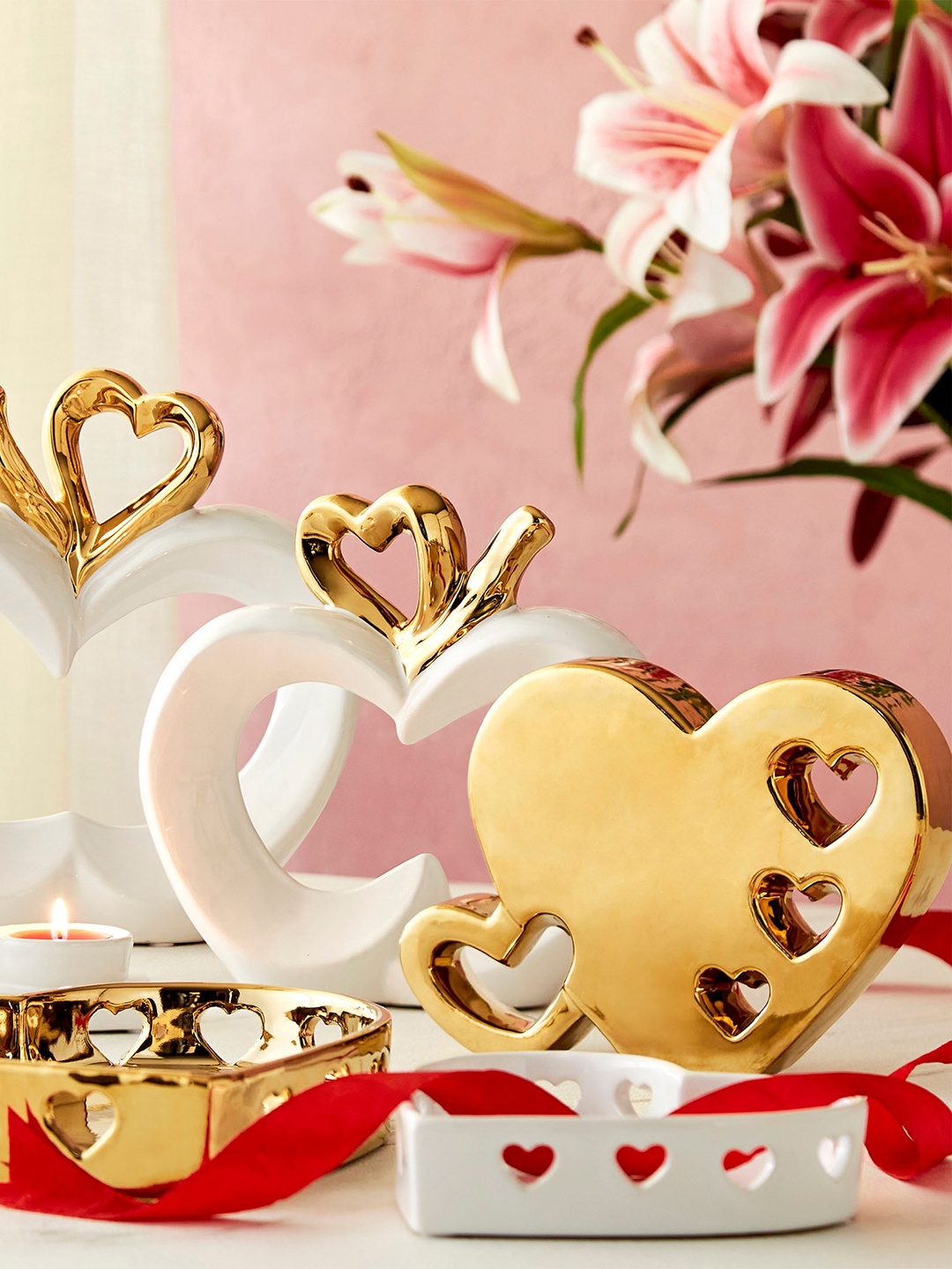 

Home Centre Love Forever White Heart Shaped Ceramic Decorative Platter