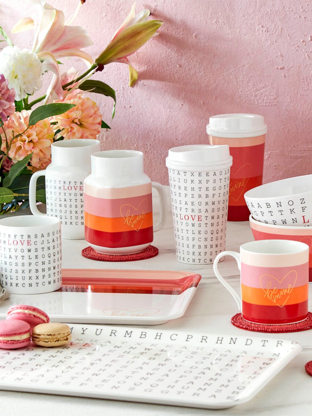 

Home Centre Love Forever White & Red 2 Pcs Printed Bone China Mason Mugs 550 ml Each