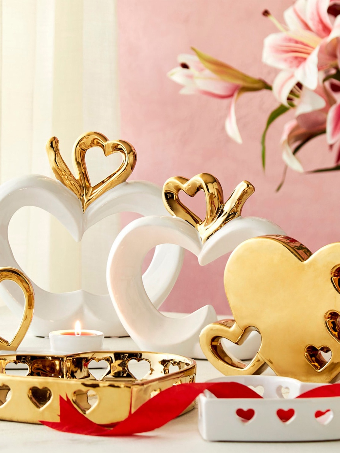 

Home Centre Love Forever White & Yellow Ceramic Heart Table Accent