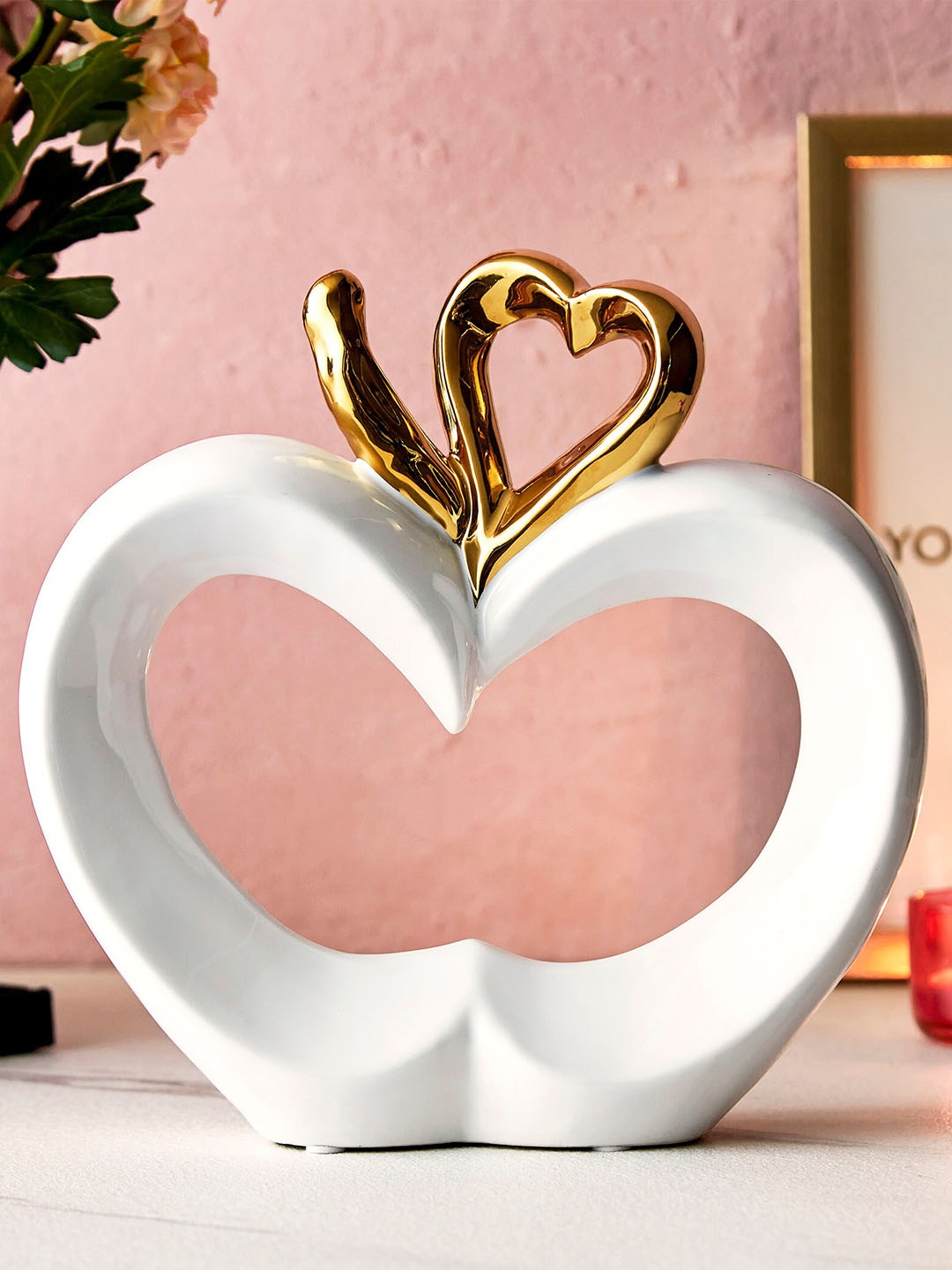 

Home Centre Love Forever White & Yellow Ceramic Heart Table Accent