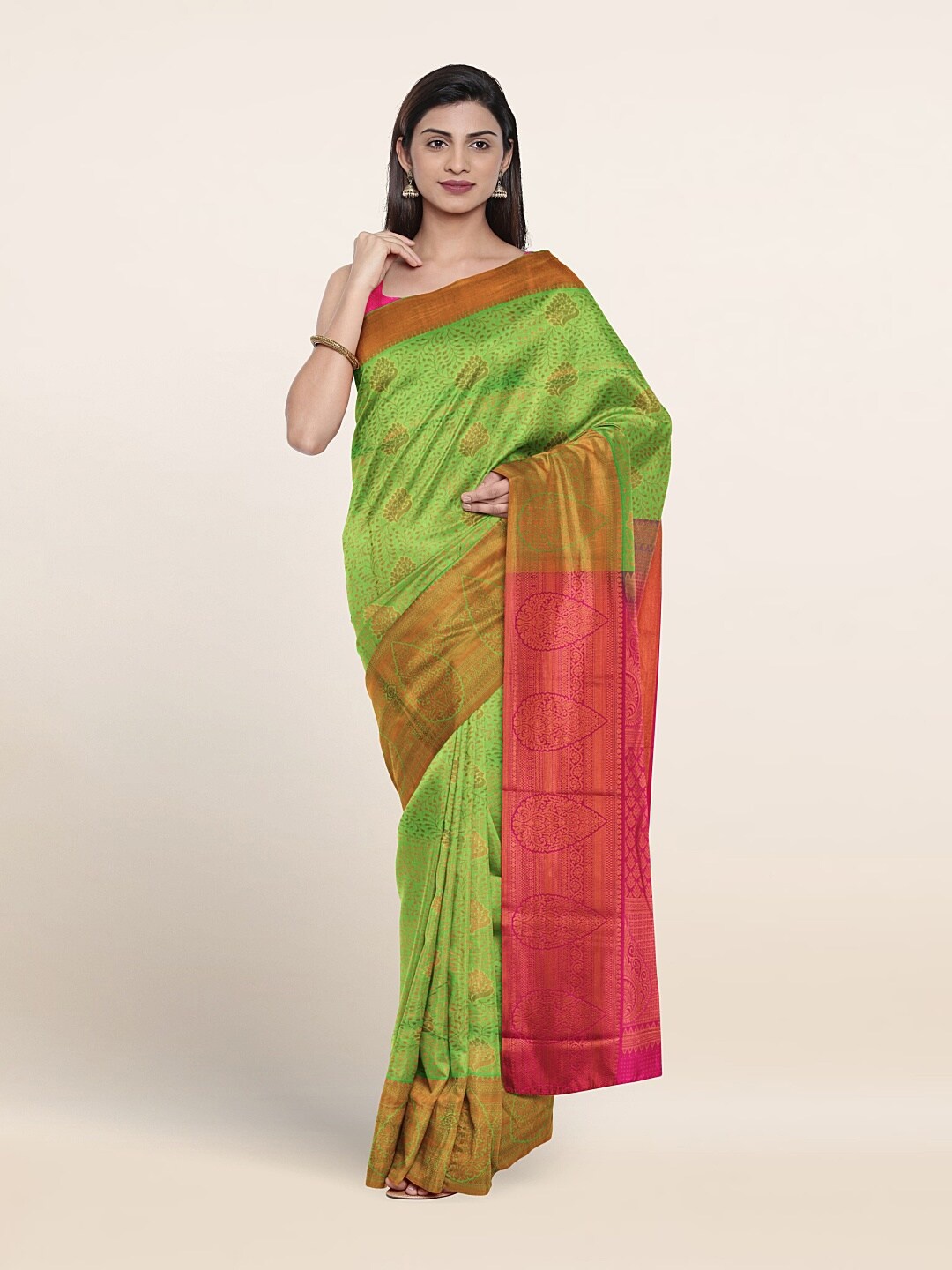 

Pothys Ethinic Motif Woven Design Zari Saree, Green