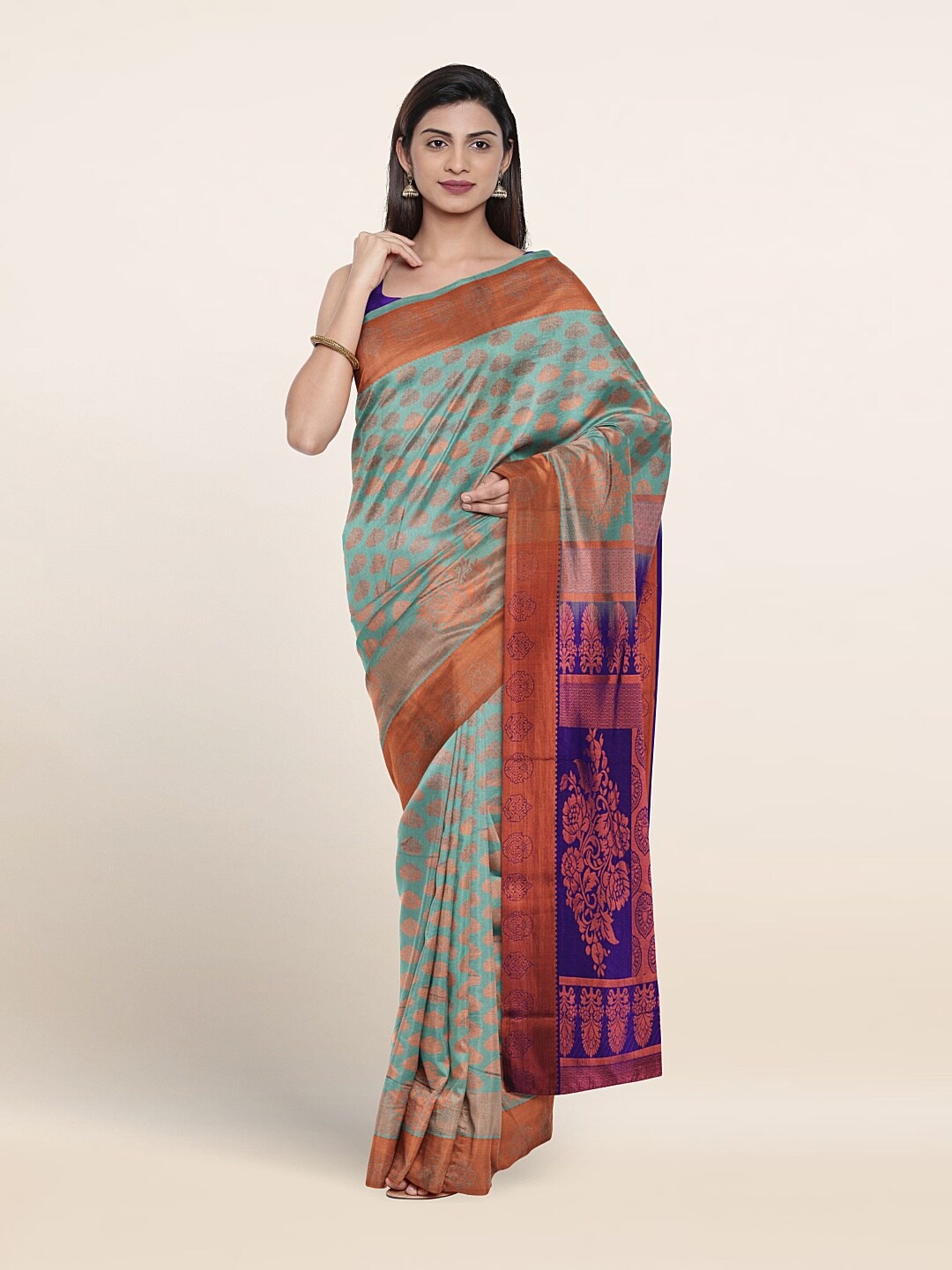 

Pothys Woven Design Art Silk Saree, Sea green