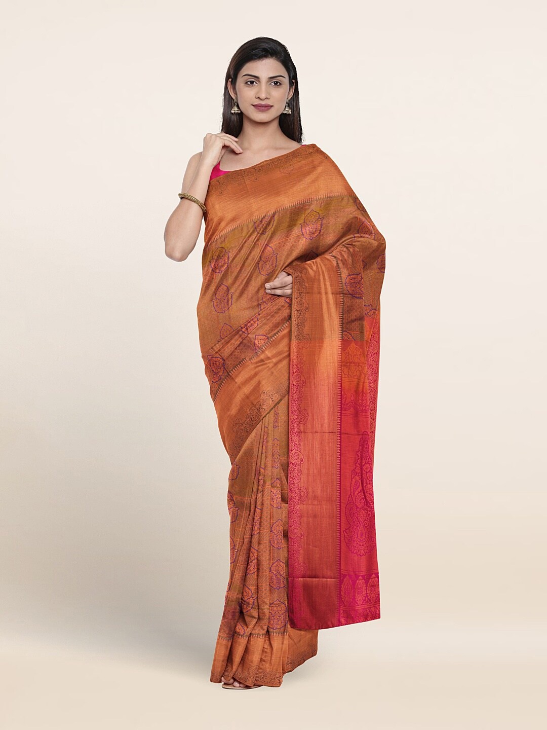 

Pothys Ethnic Motifs Woven Design Zari Saree, Rust