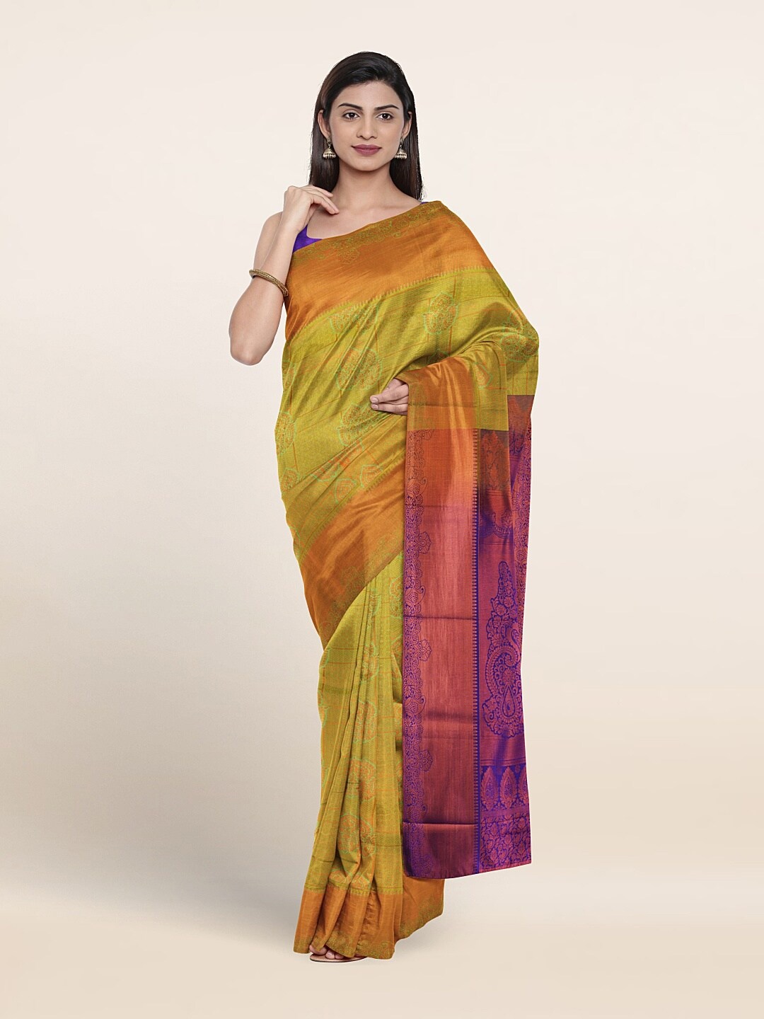

Pothys Ethnic Motif Woven Design Zari Saree, Green