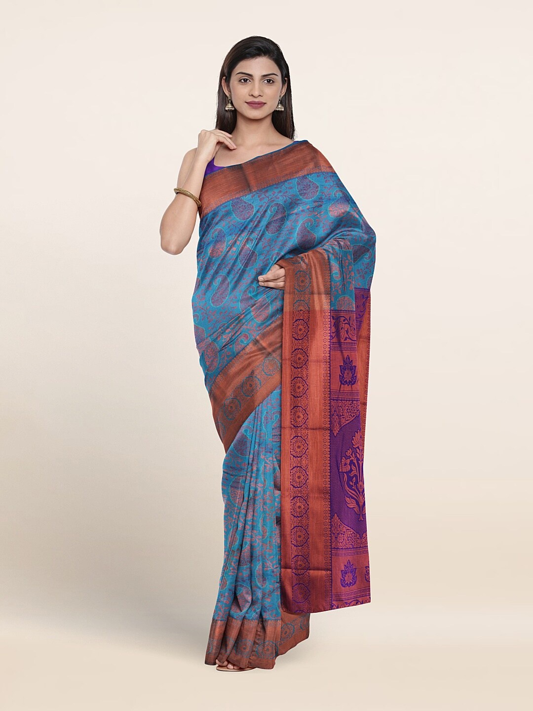 

Pothys Ethnic Motifs Woven Design Zari Saree, Blue