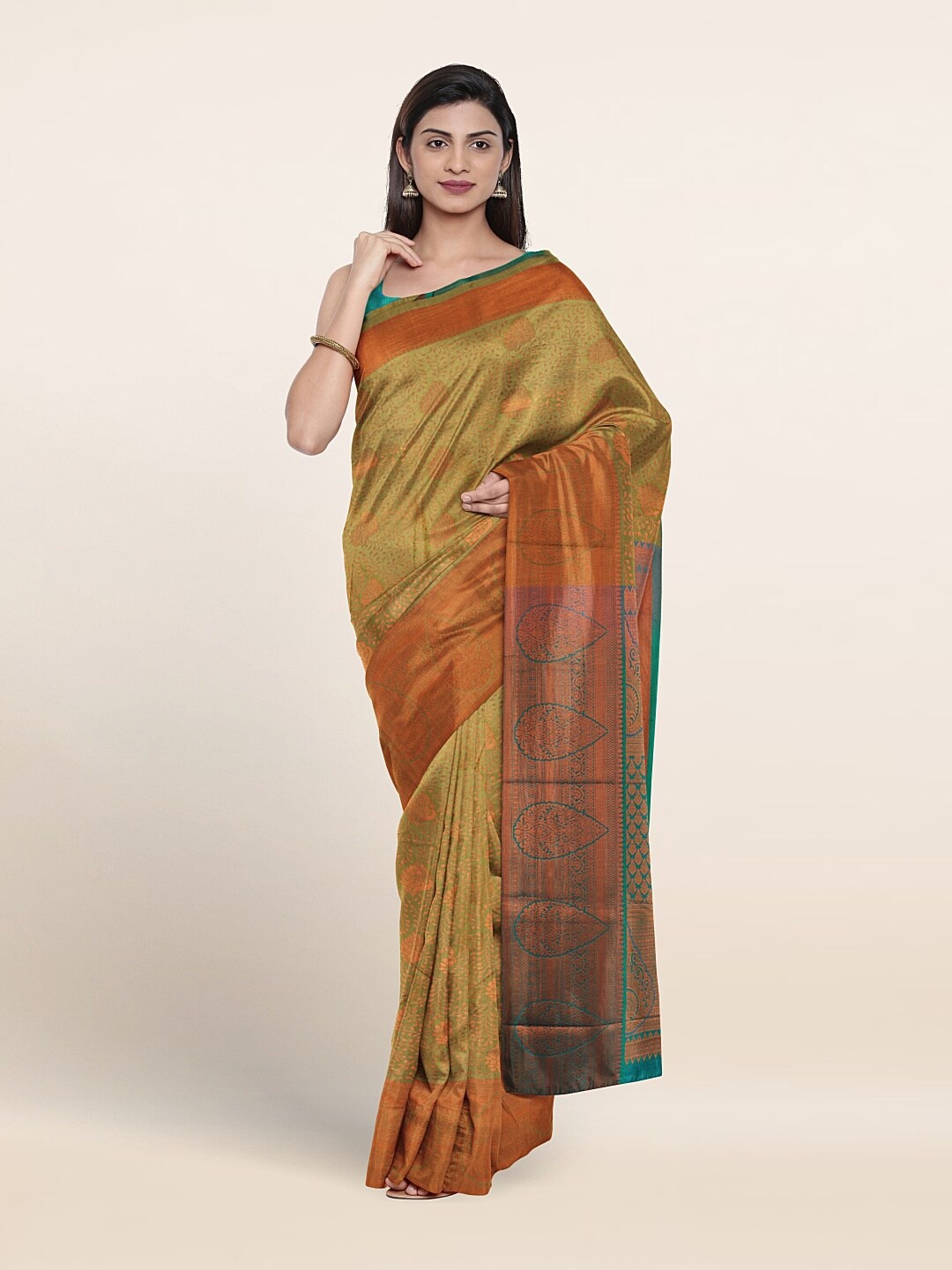

Pothys Woven Design Zari Bordered Saree, Green