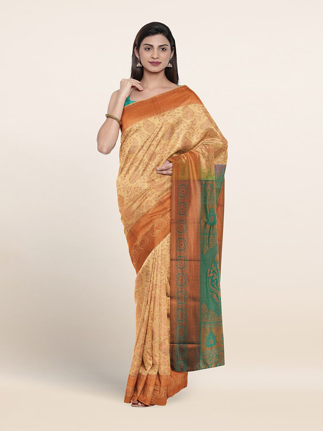

Pothys Woven Design Zari Detailed Saree, Gold