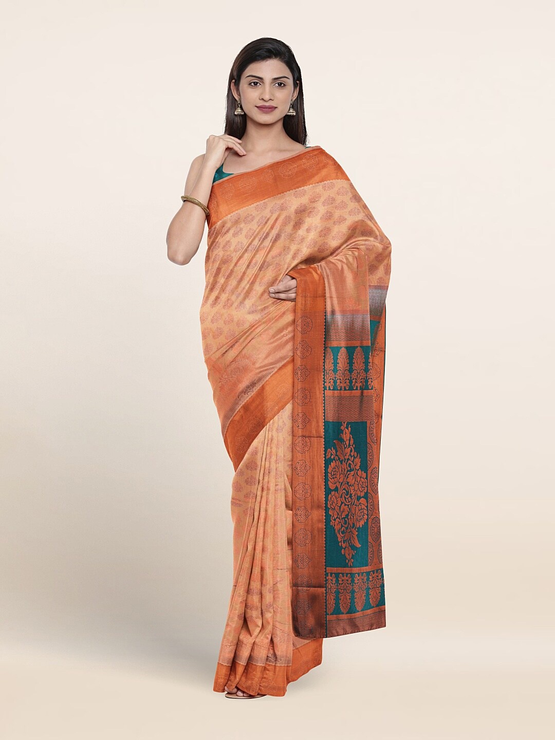 

Pothys Woven Design Zari Art Silk Saree, Peach