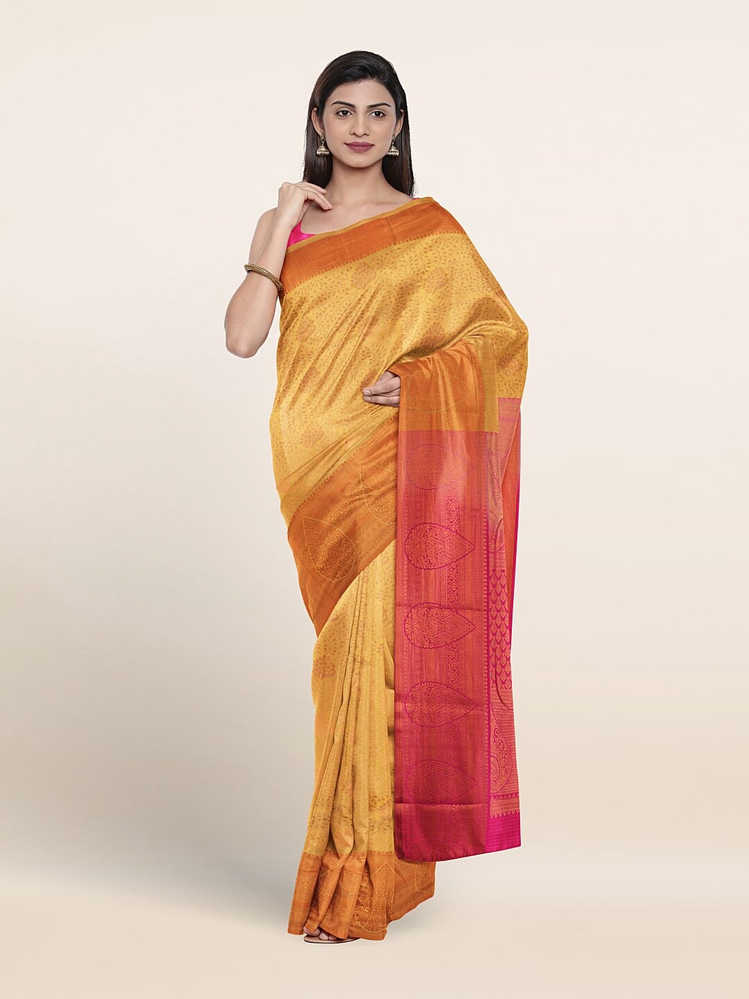 

Pothys Ethnic Motifs Woven Design Zari Saree, Mustard