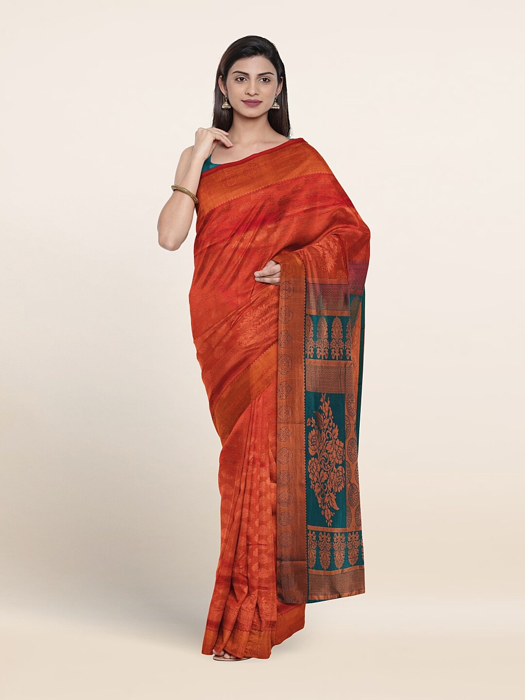 

Pothys Woven Design Zari Detailed Saree, Coral