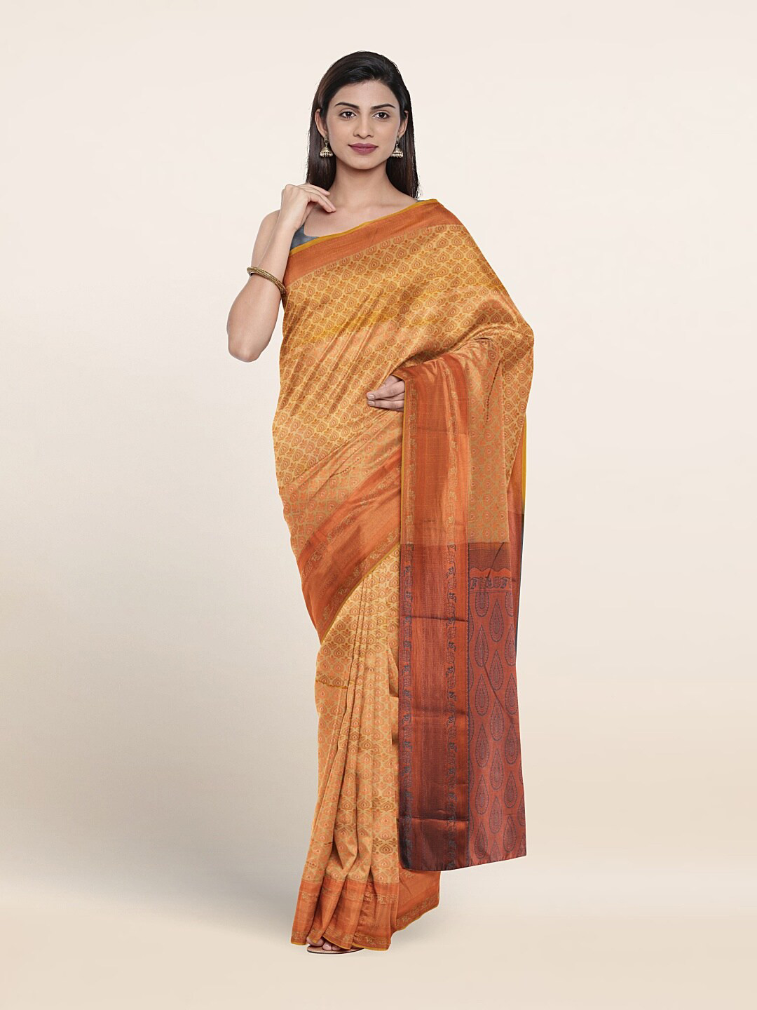 

Pothys Woven Design Art Silk Saree, Cream