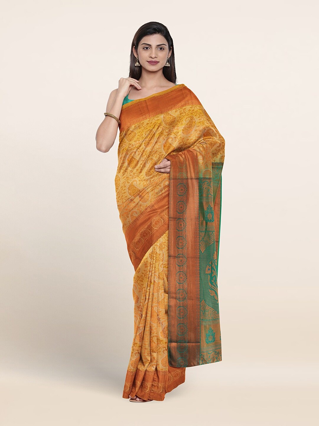 

Pothys Woven Design Zari Art Silk Saree, Cream