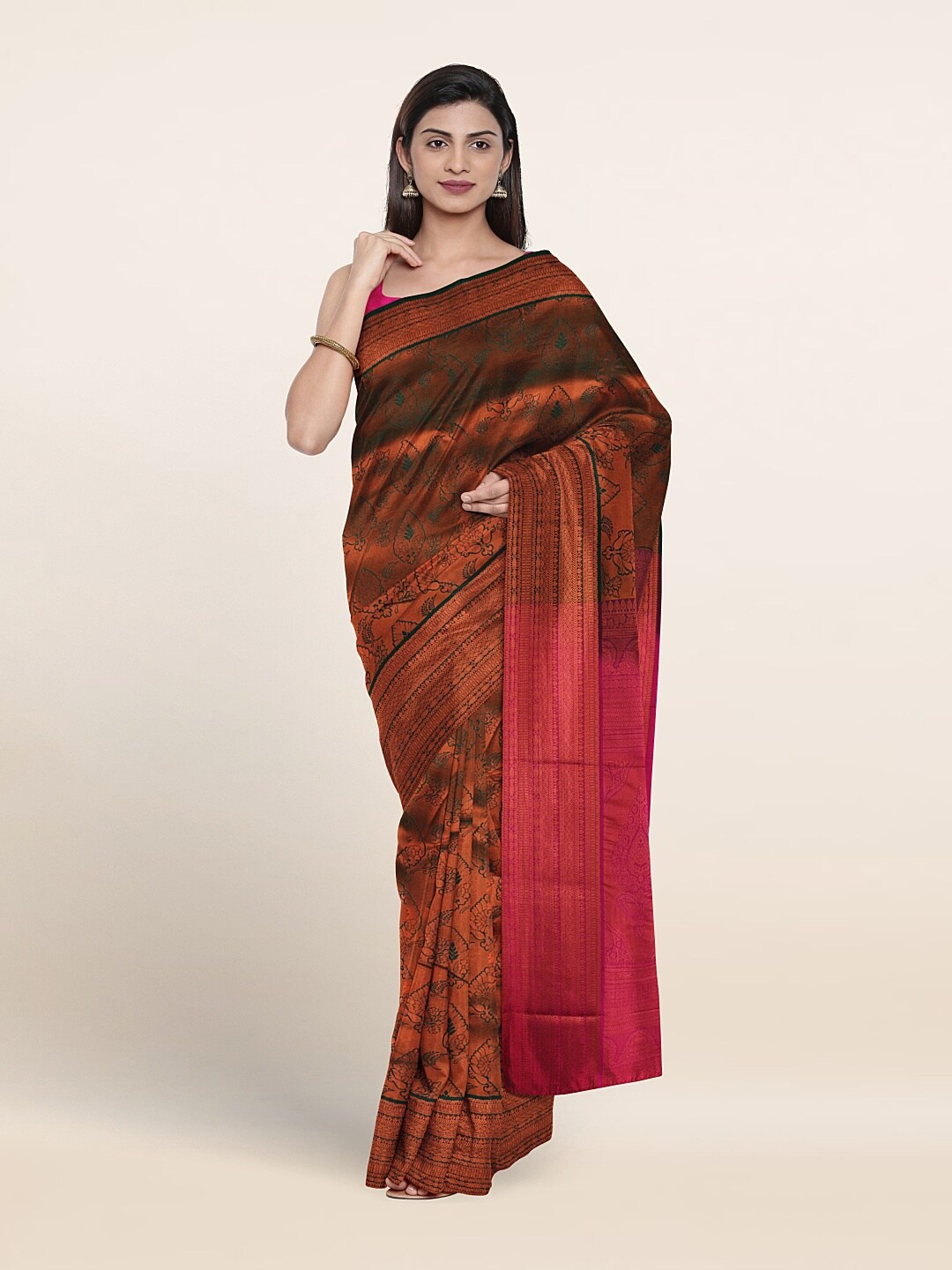 

Pothys Floral Woven Design Art Silk Saree, Green