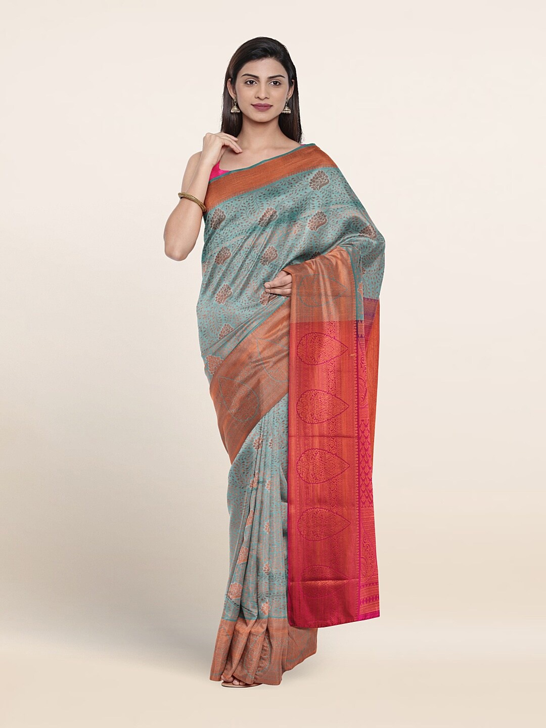 

Pothys Ethnic Motifs Woven Design Zari Art Silk Saree, Blue