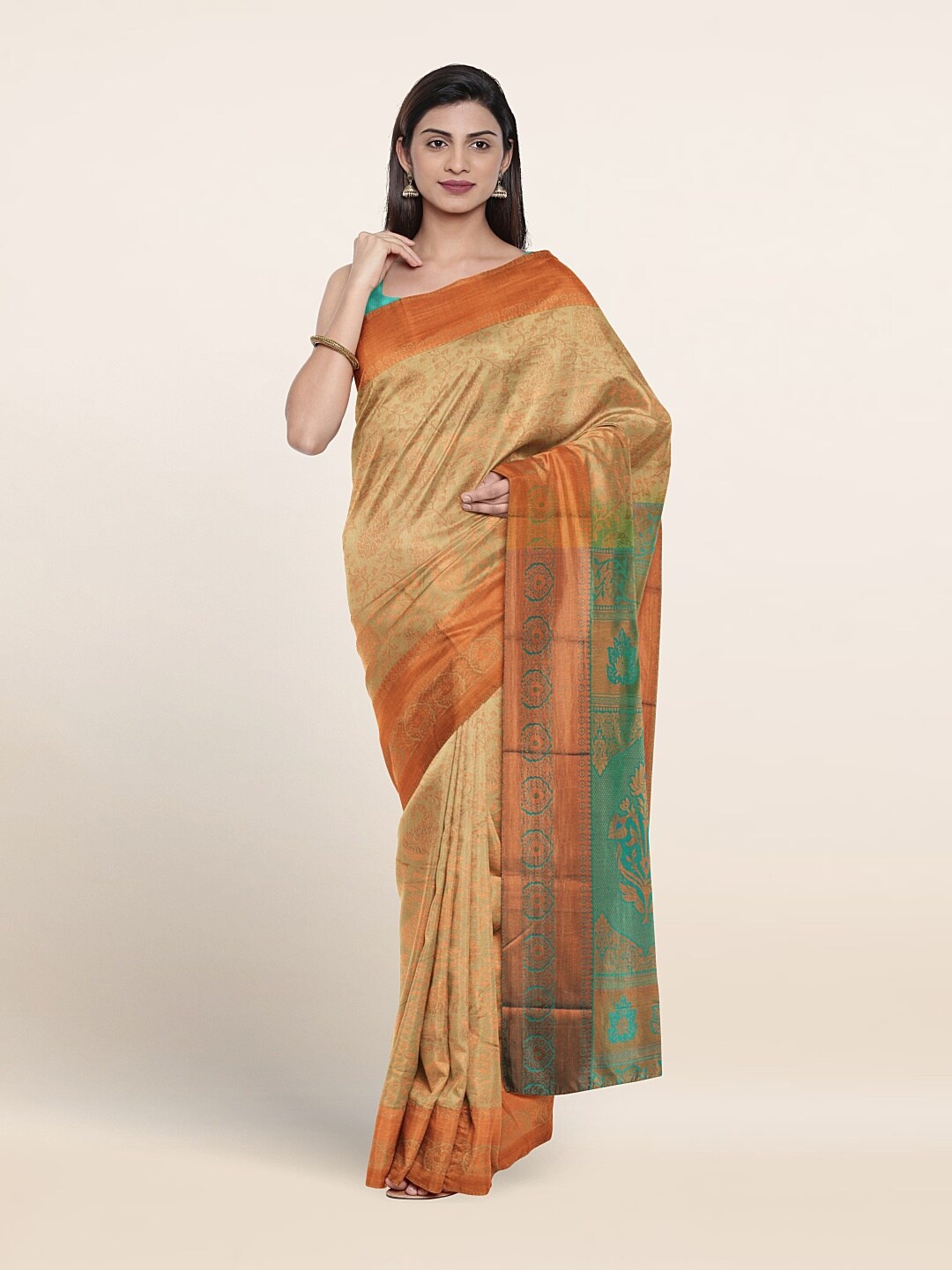 

Pothys Woven Design Zari Art Silk Saree, Cream