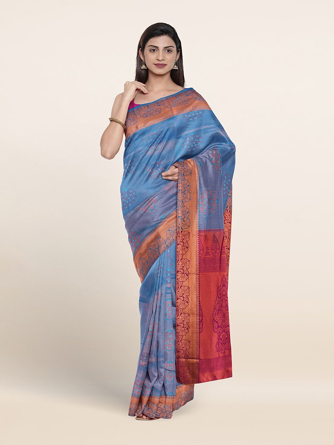 

Pothys Woven Design Zari Art Silk Saree, Blue