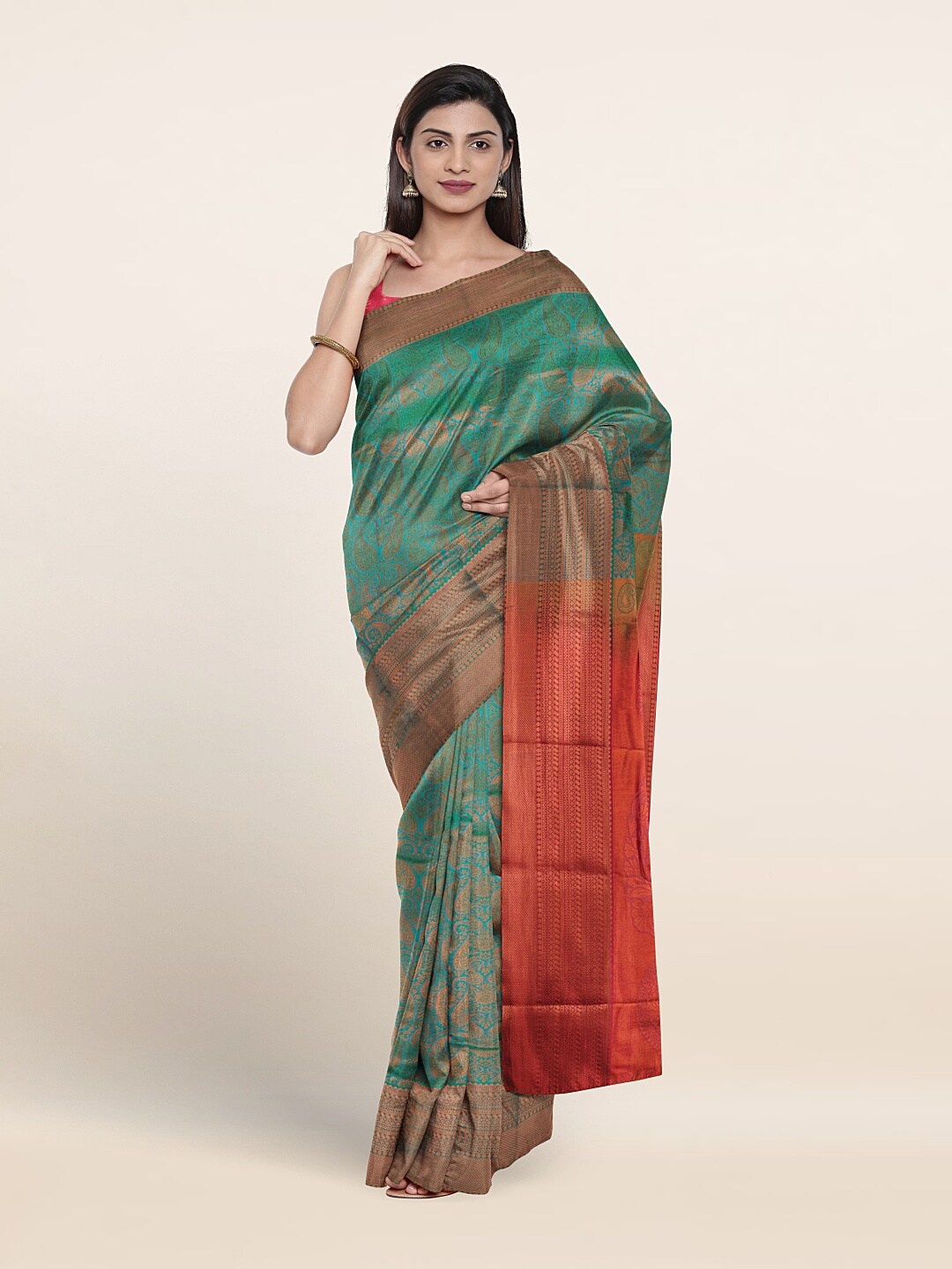 

Pothys Woven Design Zari Saree, Green
