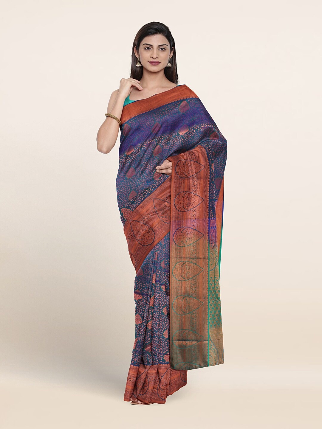 

Pothys Woven Ethnic Motif Zari Art Silk Saree, Blue