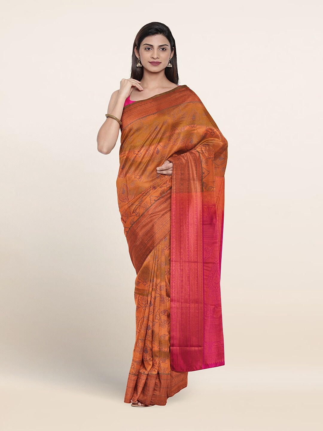 

Pothys Woven Design Zari Art Silk Saree, Copper