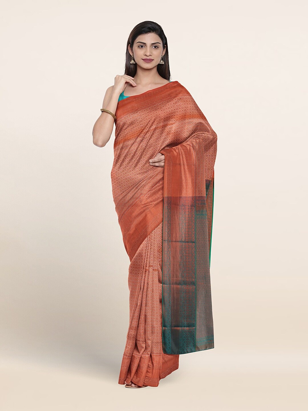 

Pothys Ethnic Motif Zari Art Silk Saree, Peach