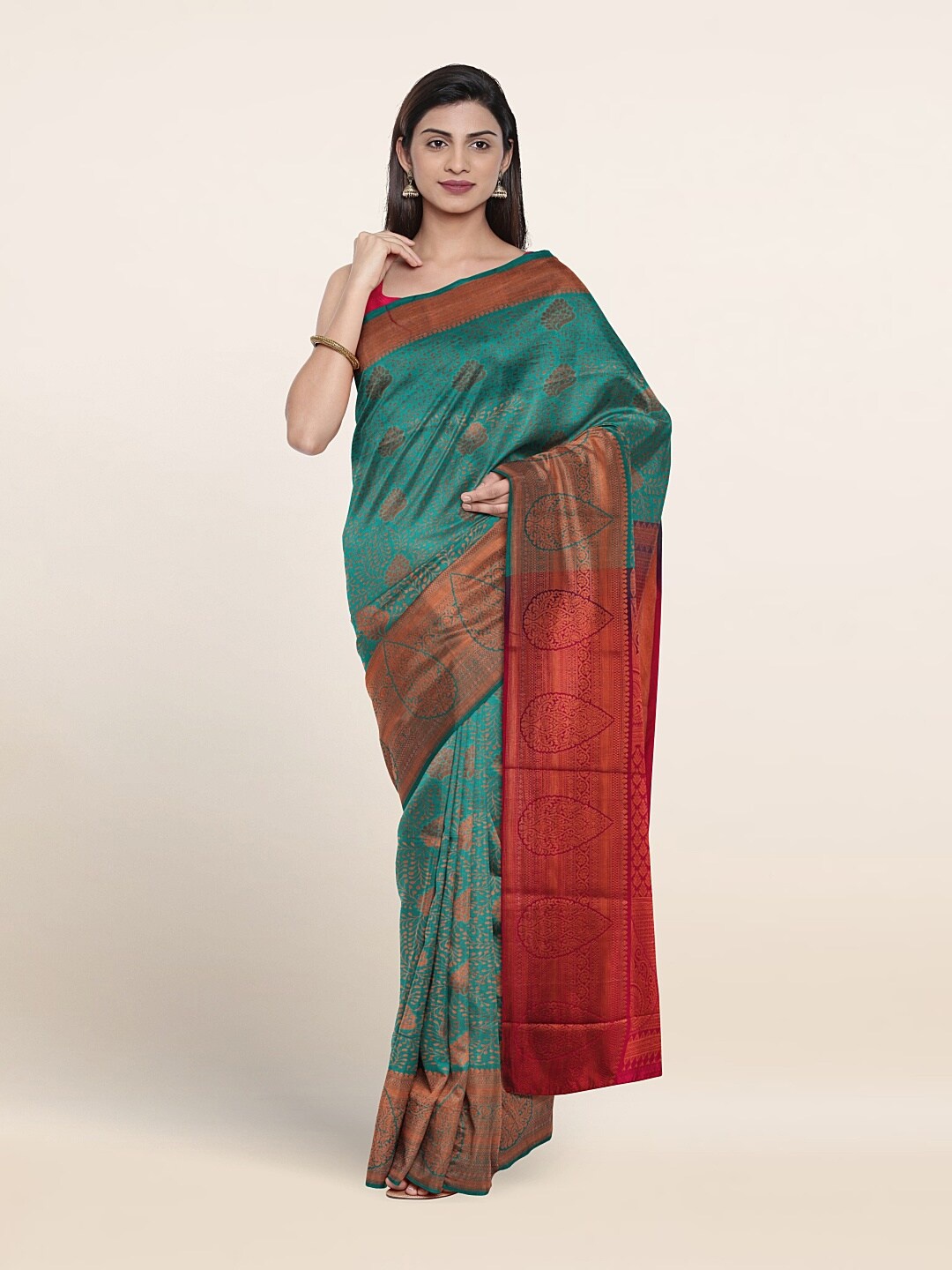 

Pothys Ethnic Motifs Woven Design Zari Art Silk Saree, Green