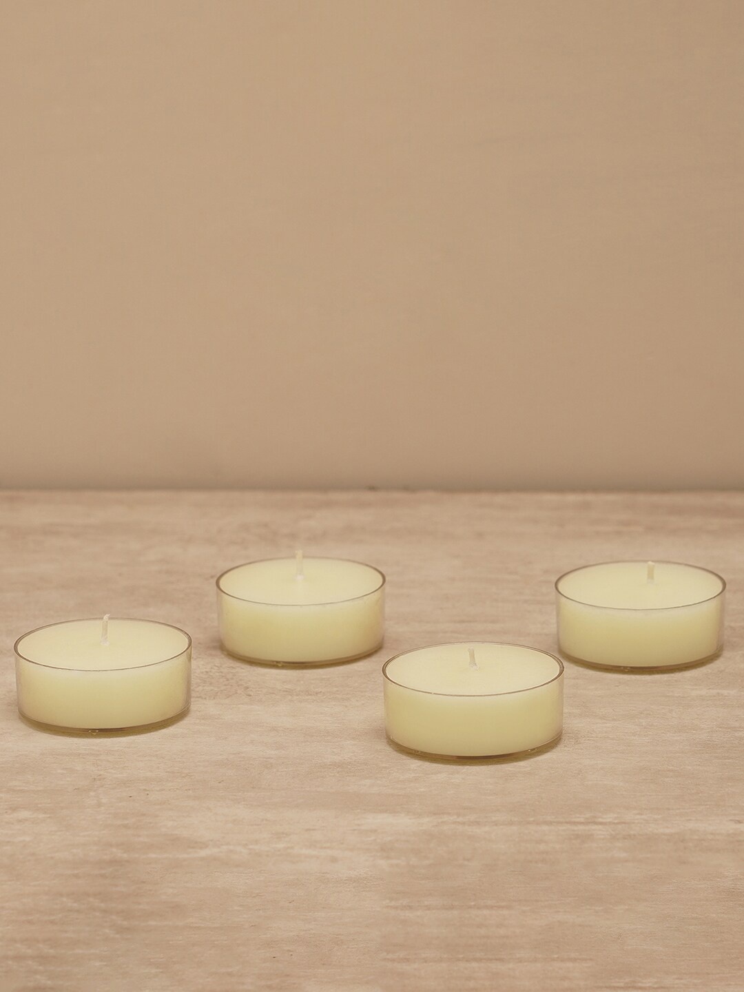 

Pure Home and Living 4 Pcs Off White Ivory Antique Lace Tea Light Candles Large