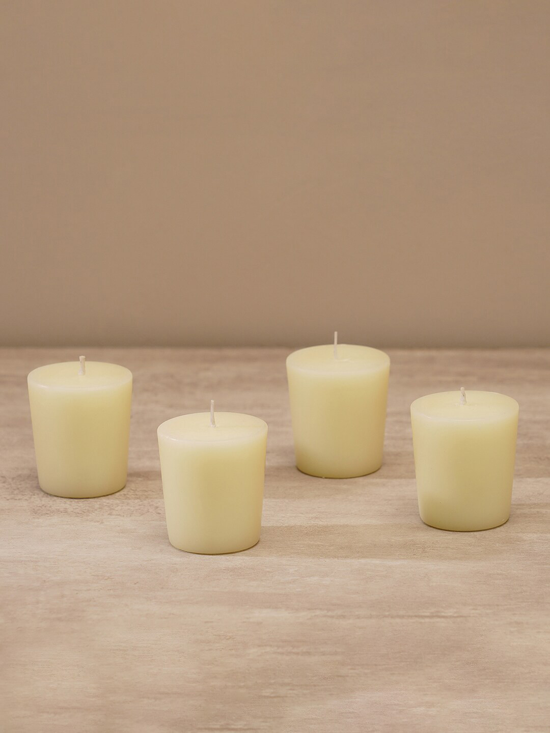 

Pure Home and Living 4 Pcs Off White Antique Lace Votive Tea Light Candles