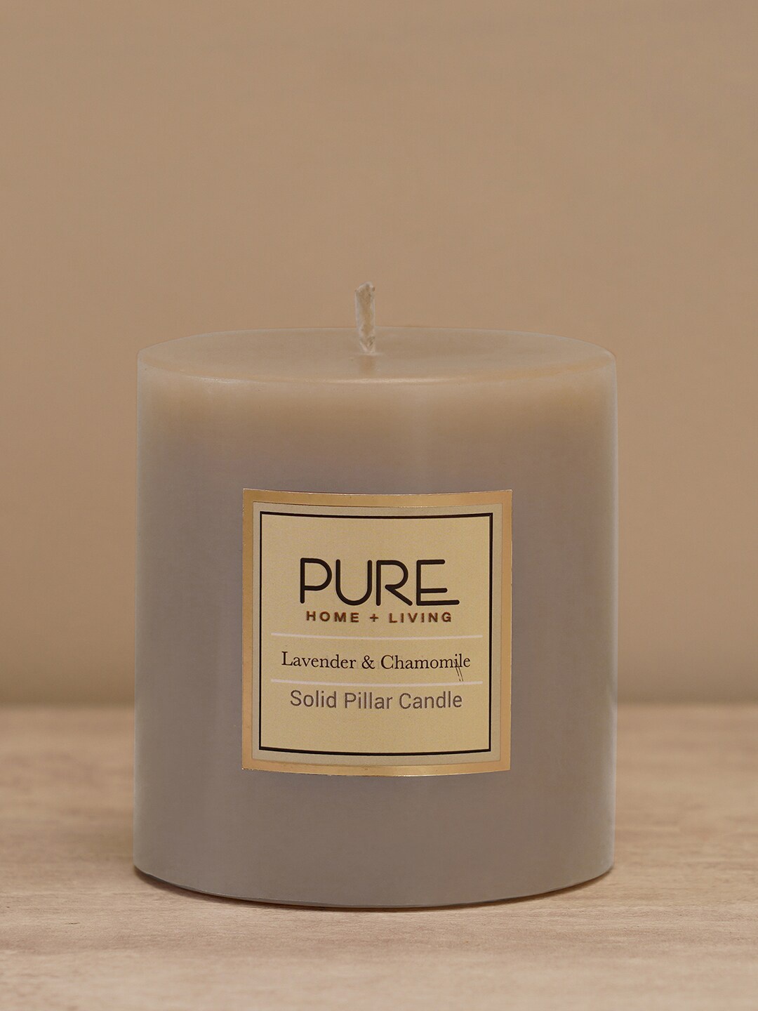 

Pure Home and Living Beige Lavender & Chamomile Fragrance Scented Pillar Candle