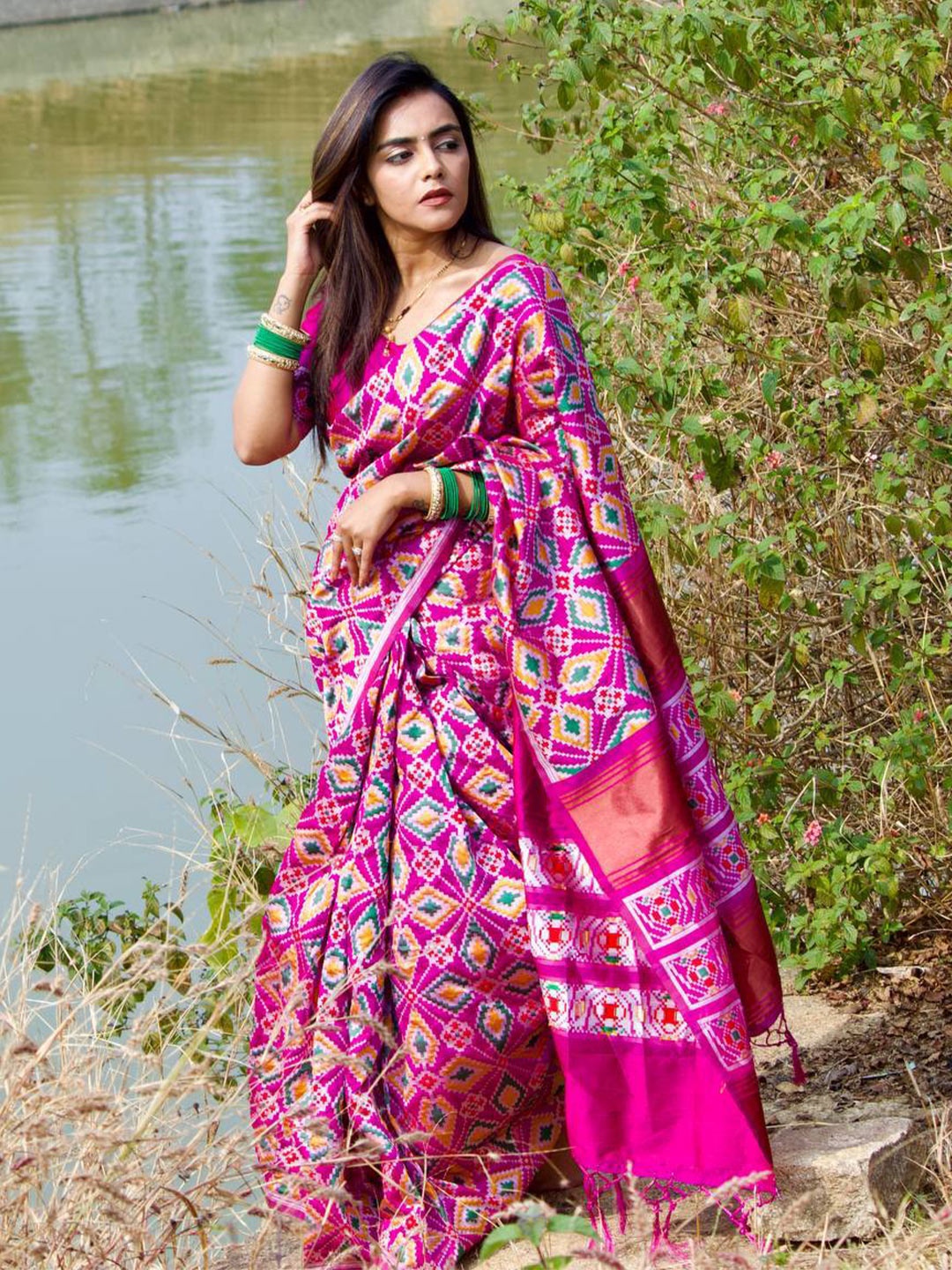 

TIEXA Ethnic Motifs Pure Silk Banarasi Saree, Pink