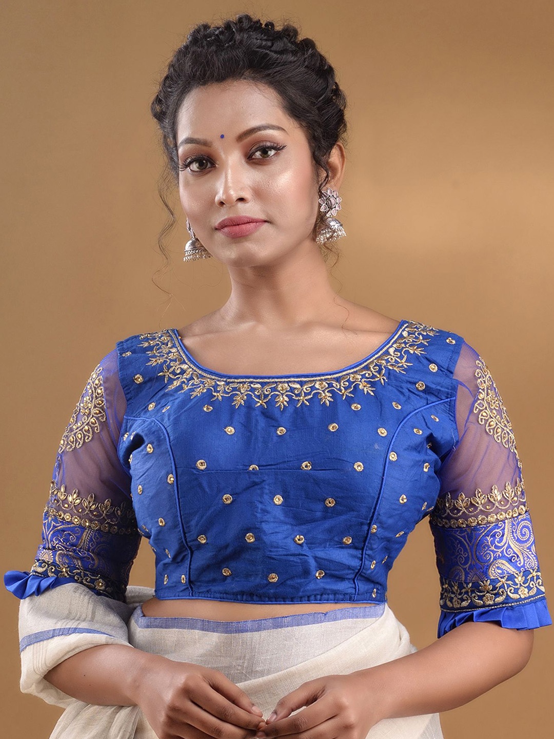 

Charukriti Embroidered Saree Blouse, Blue
