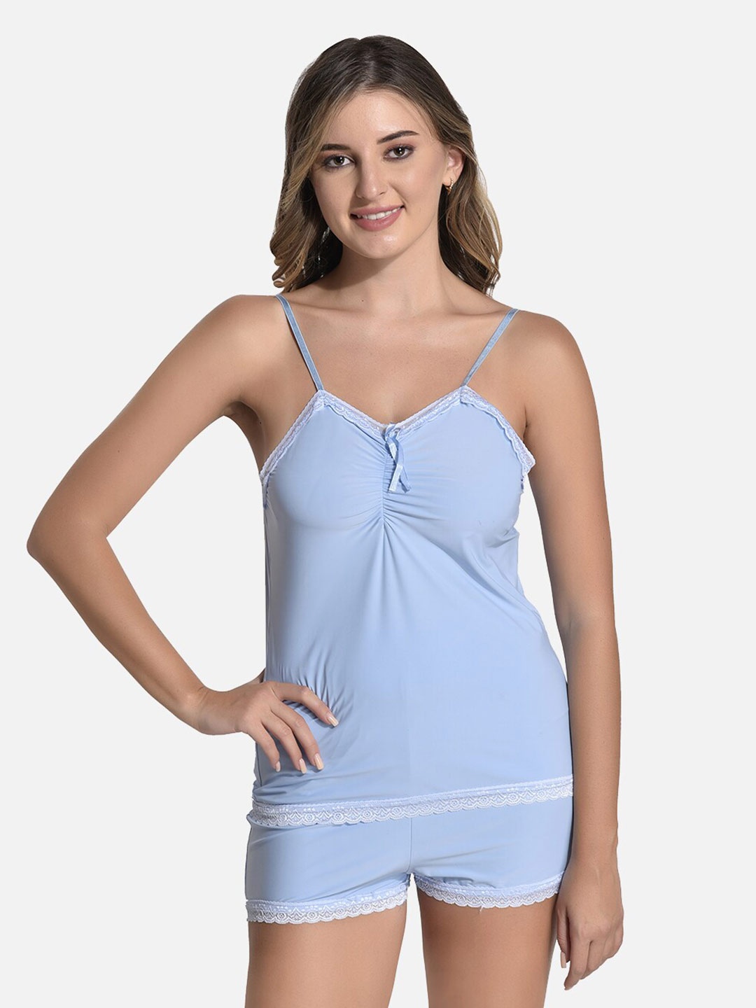 

StyFun Women Shoulder Straps Night Suit, Blue