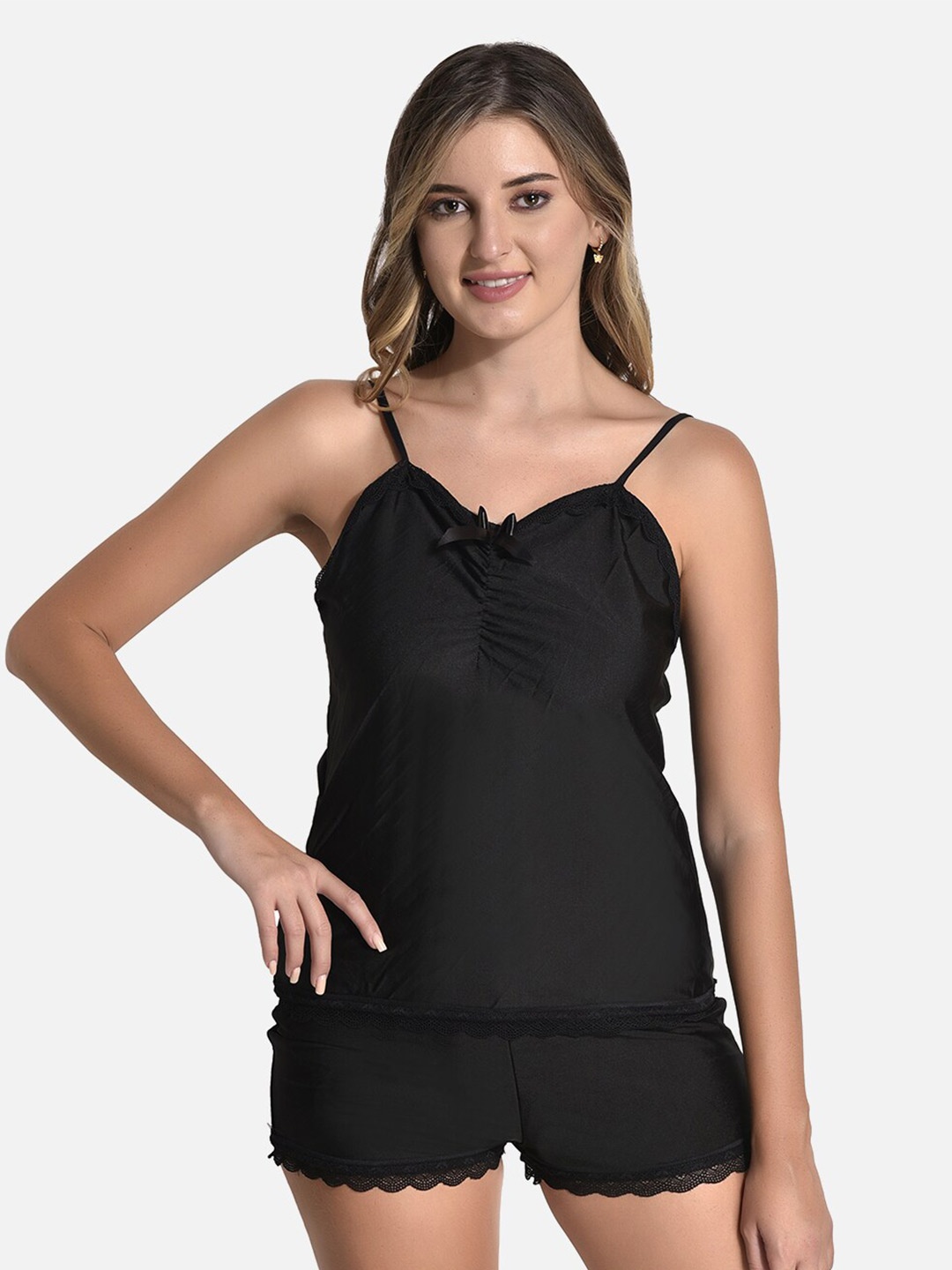 

StyFun Women Sleeveless Night Suit, Black