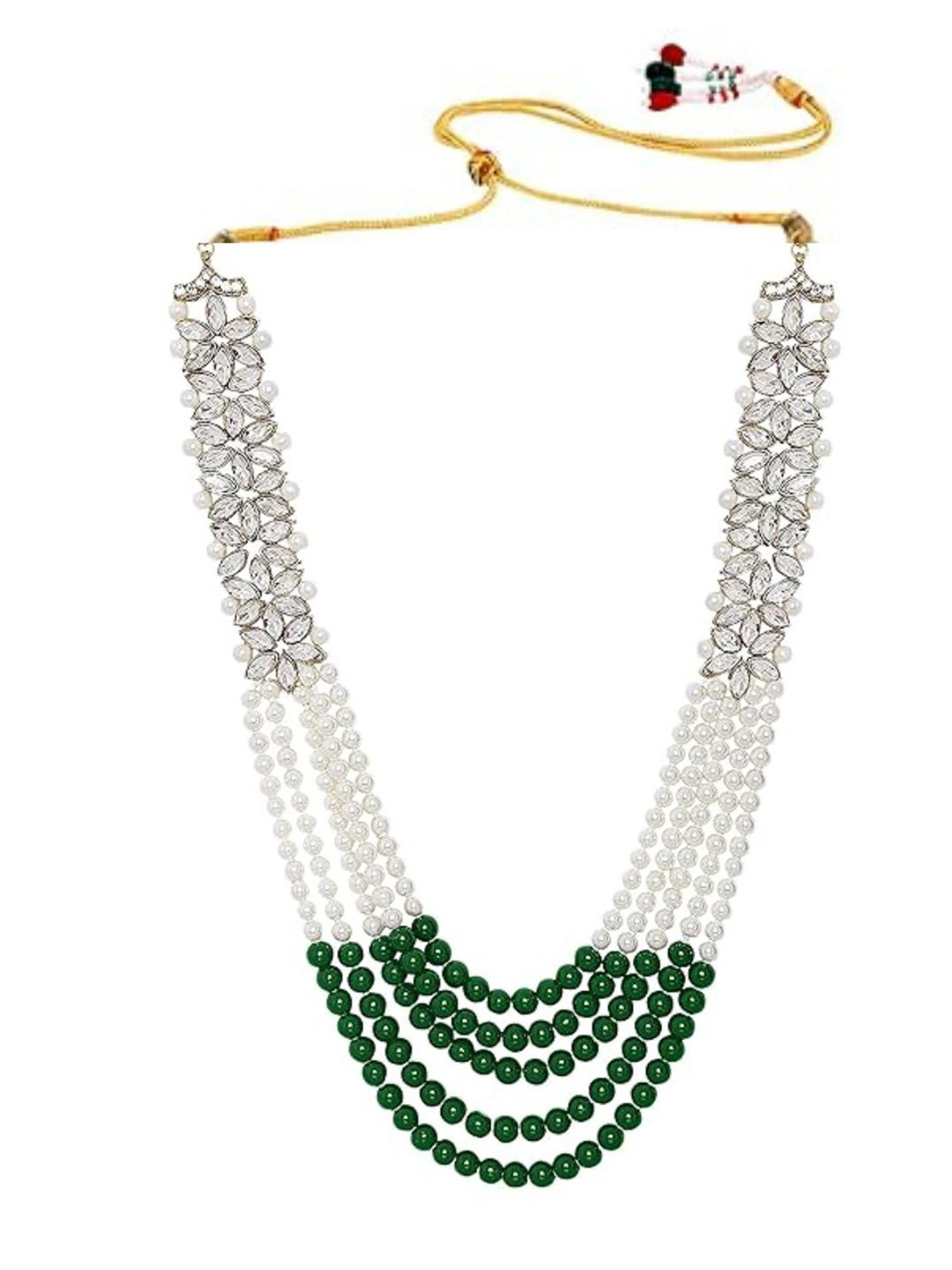 

I Jewels Men Gold-Plated Layered Necklace, White