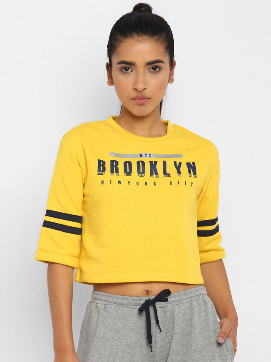 

UCLA Women Typography Printed Antimicrobial Cotton T-shirt, Yellow