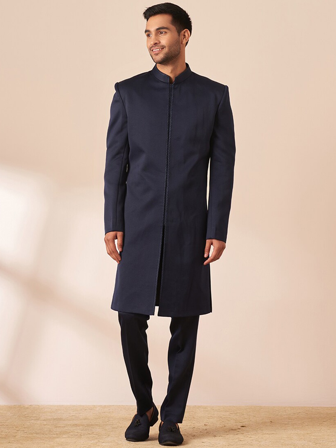 

Manyavar Men Self-Design Sherwani Set, Blue