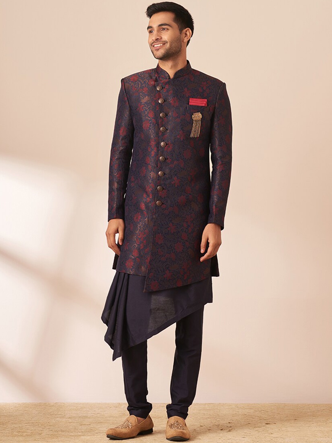 

Manyavar Self-Design Sherwani Set, Blue