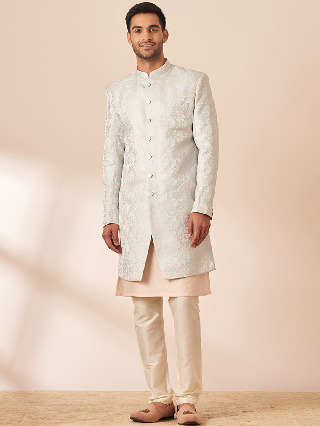 

Manyavar Men Self-Design Sherwani Set, Blue