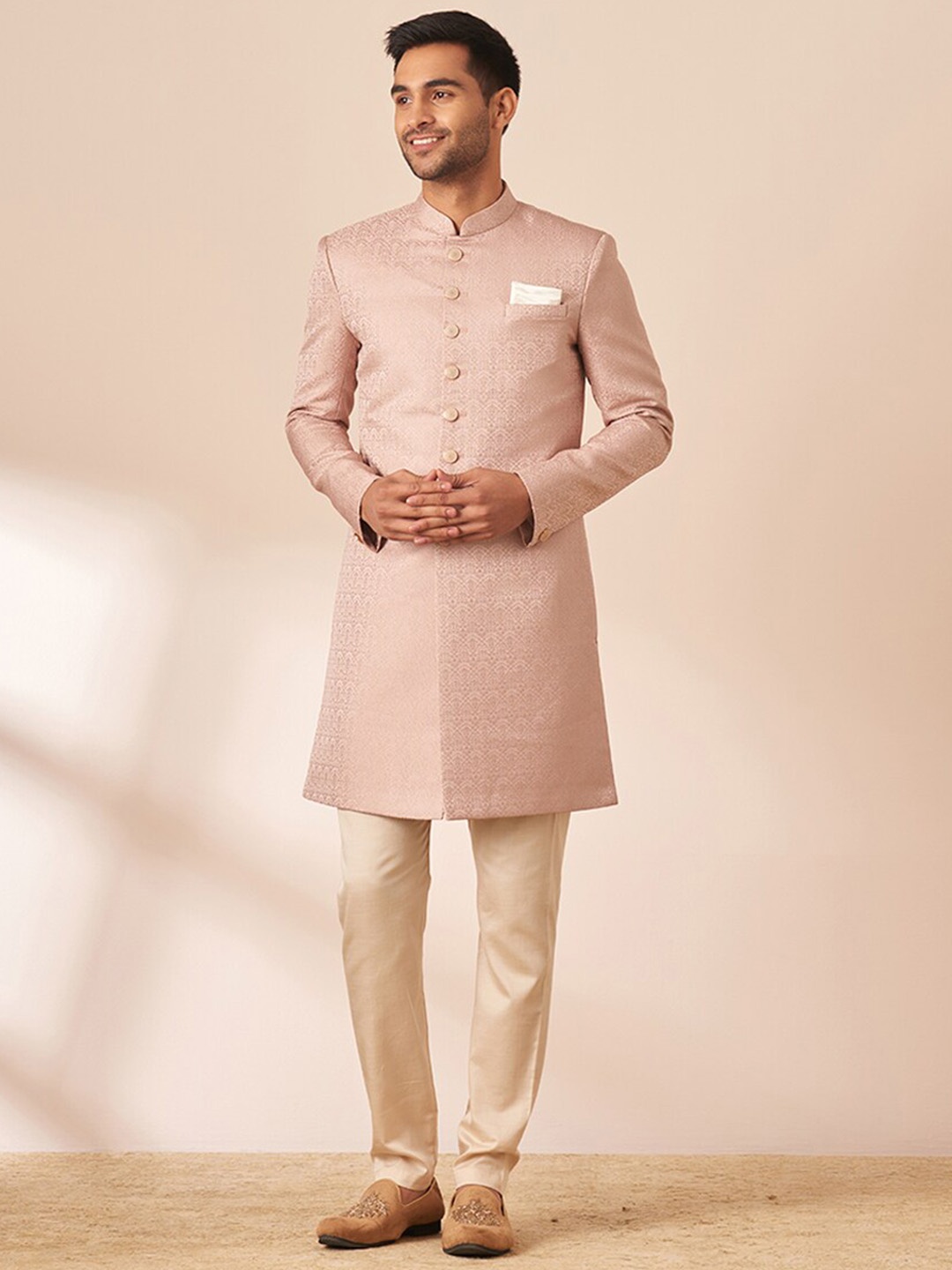 

Manyavar Men Self-Designed Sherwani, Pink