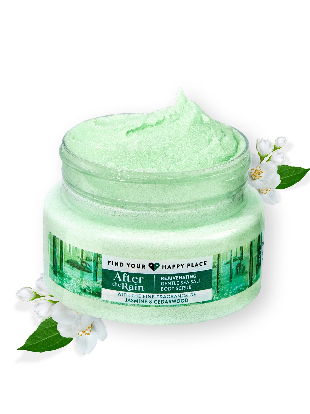 

FIND YOUR HAPPY PLACE After The Rain Rejuvenating Gentle Sea Salt Body Scrub - 250g, Green